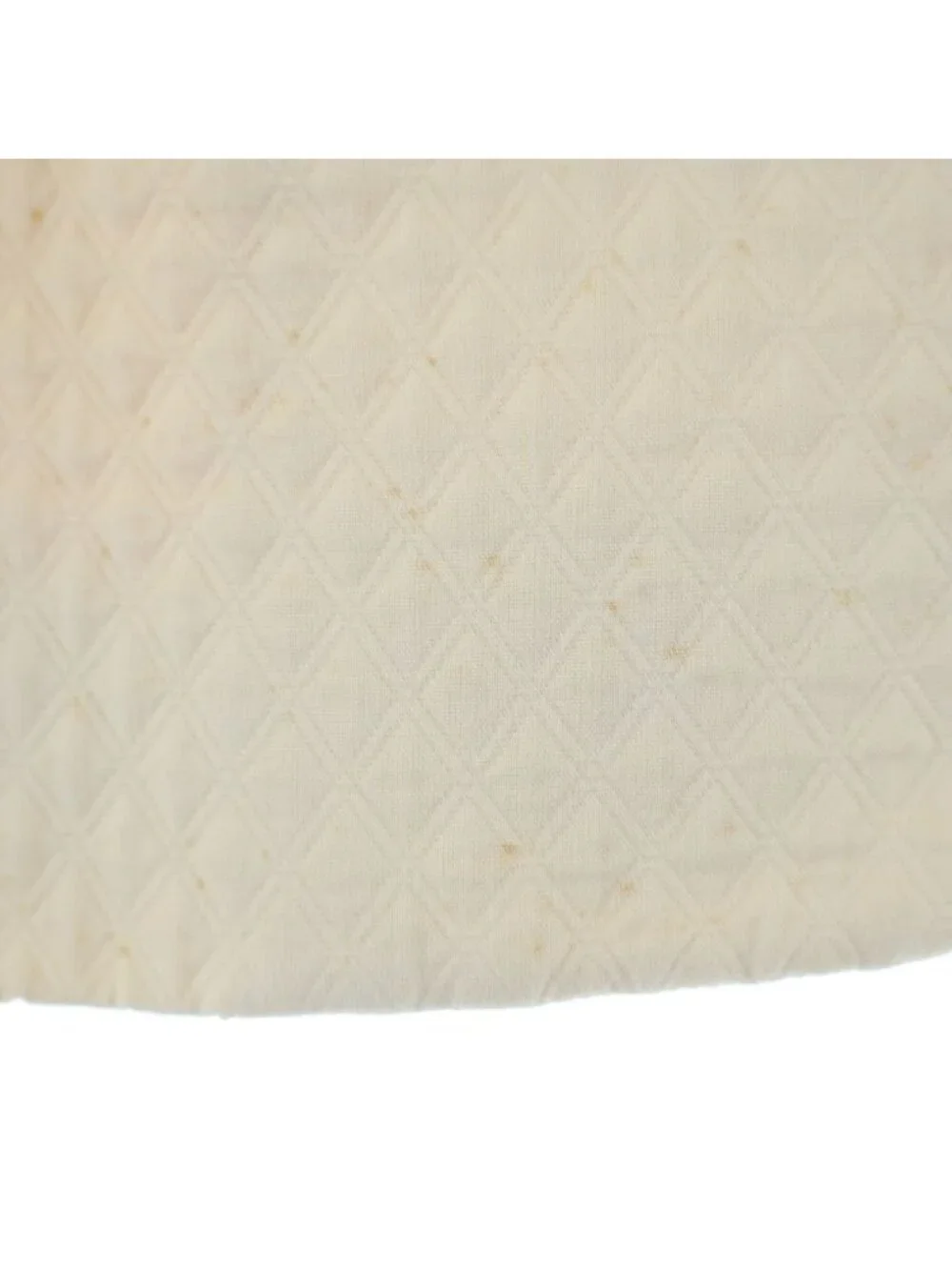 Chanel CC Logo Button Vintage Quilted Cotton Collarless Jacket Short 18 White